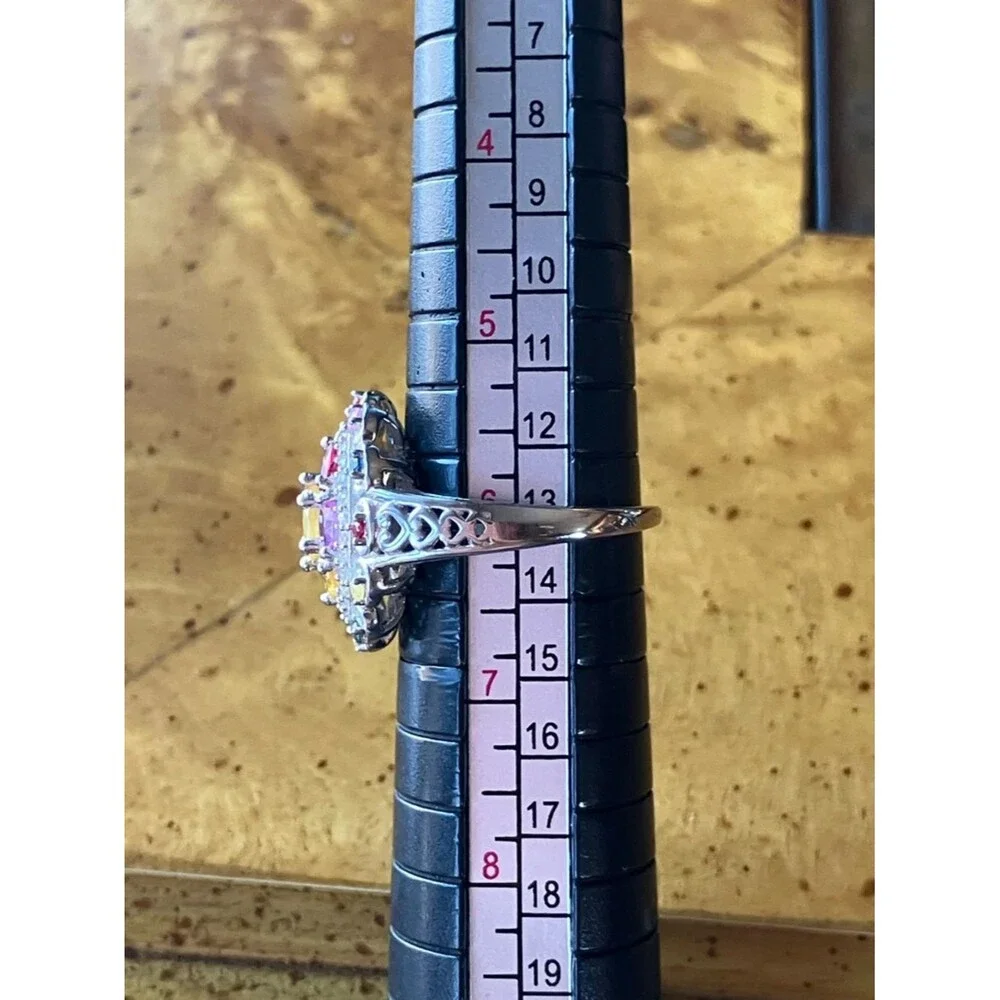 Natural Sapphire Sterling Silver Cocktail Ring Size 6